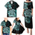 Aotearoa Kia Ora New Zealand Ta Moko Turquoise Version Family Matching Puletasi Dress and Hawaiian Shirt LT01 - Polynesian Pride