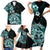 Aotearoa Kia Ora New Zealand Ta Moko Turquoise Version Family Matching Short Sleeve Bodycon Dress and Hawaiian Shirt LT01 - Polynesian Pride