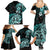 Aotearoa Kia Ora New Zealand Ta Moko Turquoise Version Family Matching Summer Maxi Dress and Hawaiian Shirt LT01 - Polynesian Pride