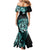 Aotearoa Kia Ora New Zealand Ta Moko Turquoise Version Mermaid Dress LT01 - Polynesian Pride