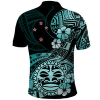 Aotearoa Kia Ora New Zealand Ta Moko Turquoise Version Polo Shirt LT01 - Polynesian Pride