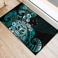 Aotearoa Kia Ora New Zealand Ta Moko Turquoise Version Rubber Doormat LT01 - Polynesian Pride