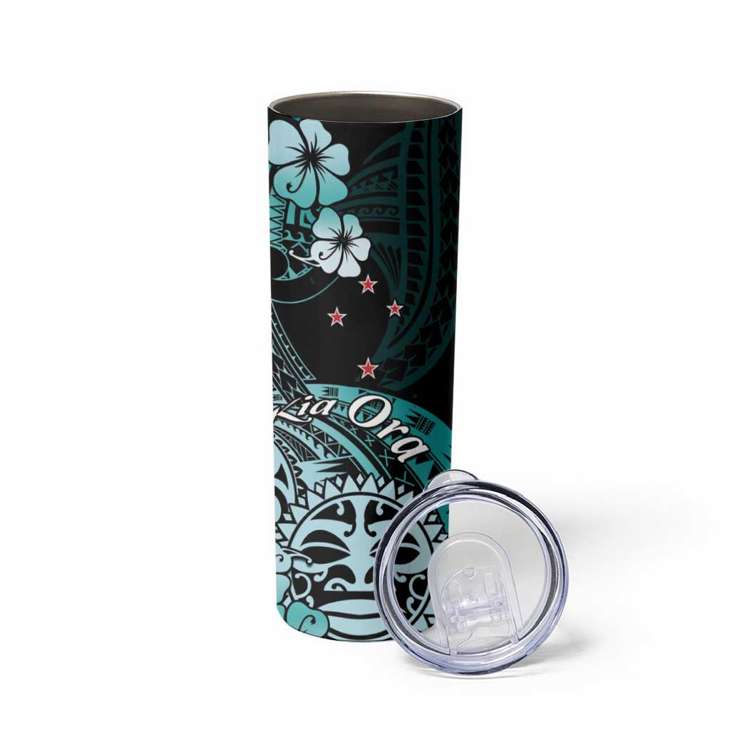 Aotearoa Kia Ora New Zealand Ta Moko Turquoise Version Skinny Tumbler