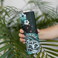 Aotearoa Kia Ora New Zealand Ta Moko Turquoise Version Skinny Tumbler