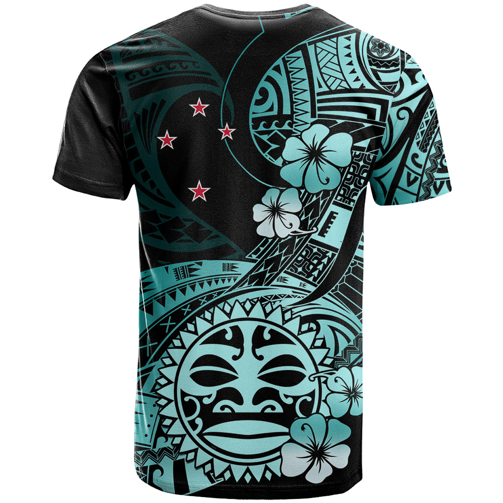 Aotearoa Kia Ora New Zealand Ta Moko Turquoise Version T Shirt LT01 - Polynesian Pride