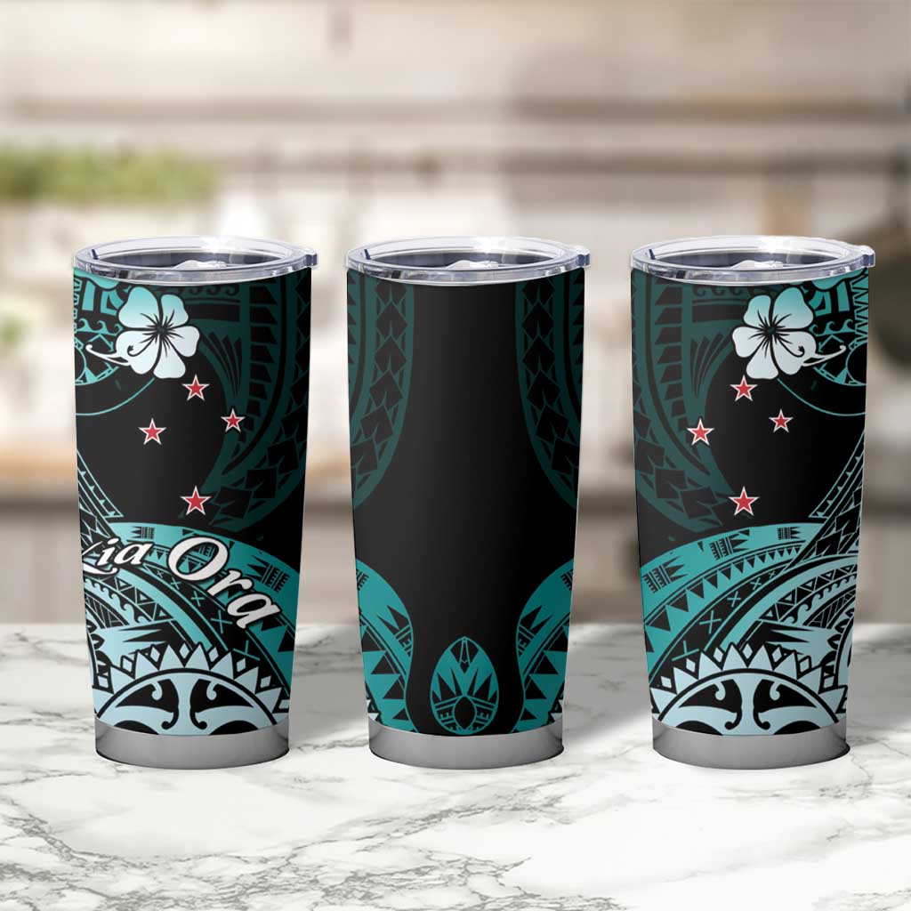 Aotearoa Kia Ora New Zealand Ta Moko Turquoise Version Tumbler Cup LT01 - Polynesian Pride