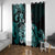 Aotearoa Kia Ora New Zealand Ta Moko Turquoise Version Window Curtain LT01 With Grommets Turquoise - Polynesian Pride