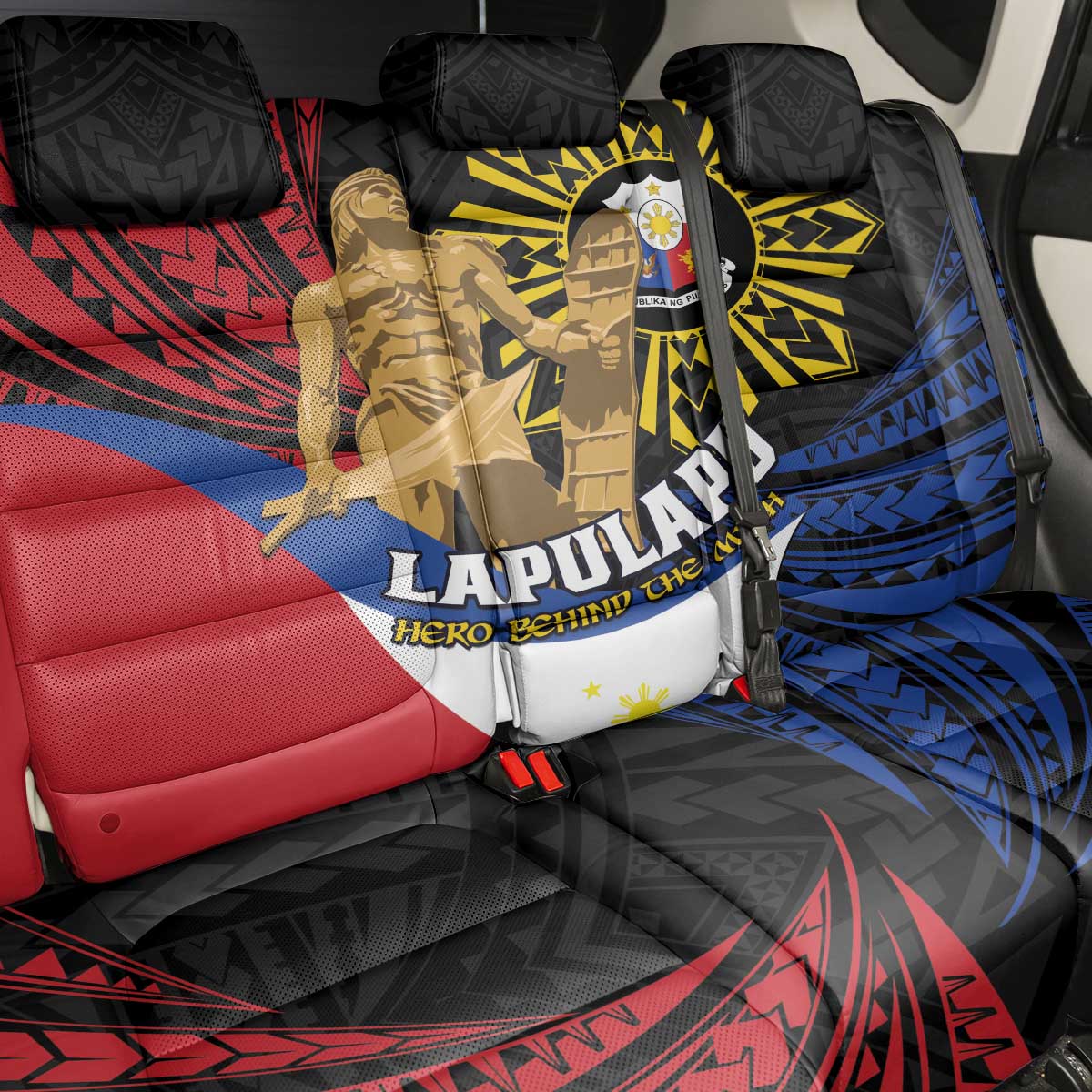Lapulapu The First Filipino Hero Back Car Seat Cover Polynesian Pattern