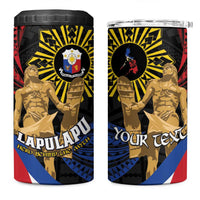 Personalized Lapulapu The First Filipino Hero 4 in 1 Can Cooler Tumbler Polynesian Pattern LT01 One Size: 16 oz Black - Polynesian Pride