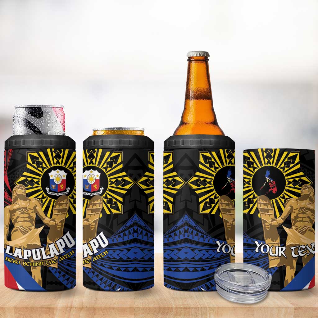 Personalized Lapulapu The First Filipino Hero 4 in 1 Can Cooler Tumbler Polynesian Pattern LT01 - Polynesian Pride