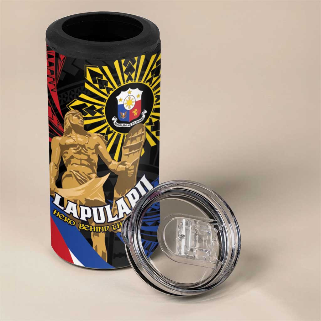 Personalized Lapulapu The First Filipino Hero 4 in 1 Can Cooler Tumbler Polynesian Pattern LT01 - Polynesian Pride