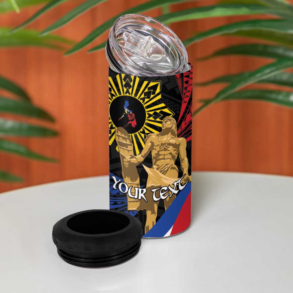 Personalized Lapulapu The First Filipino Hero 4 in 1 Can Cooler Tumbler Polynesian Pattern LT01 - Polynesian Pride