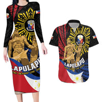 Personalized Lapulapu The First Filipino Hero Couples Matching Long Sleeve Bodycon Dress and Hawaiian Shirt Polynesian Pattern LT01 Black - Polynesian Pride