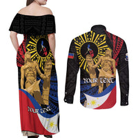Personalized Lapulapu The First Filipino Hero Couples Matching Off Shoulder Maxi Dress and Long Sleeve Button Shirt Polynesian Pattern LT01 - Polynesian Pride