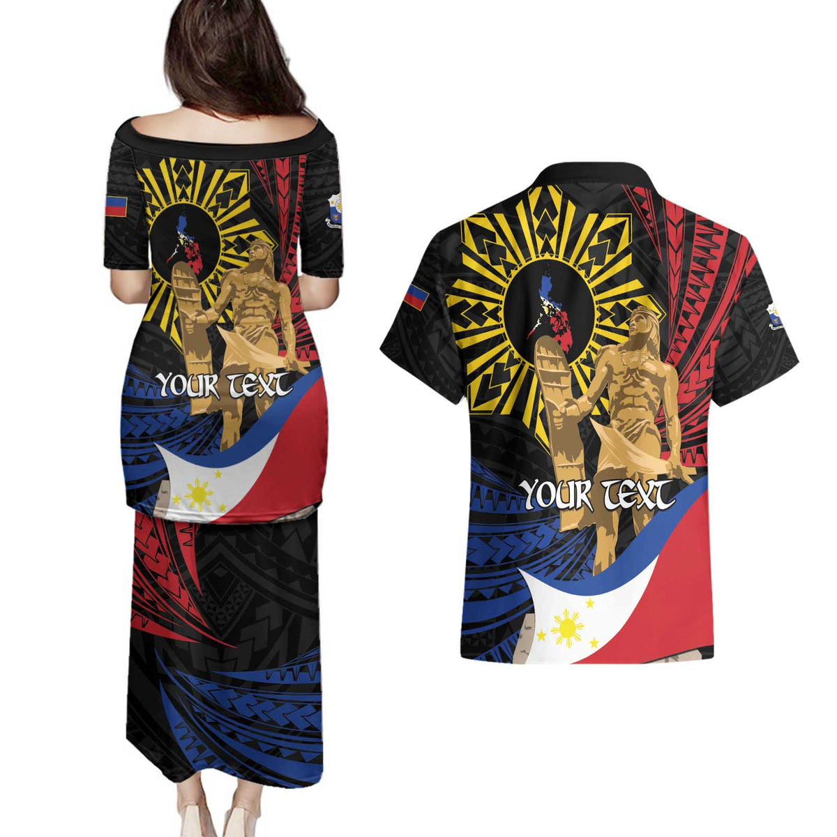Personalized Lapulapu The First Filipino Hero Couples Matching Puletasi and Hawaiian Shirt Polynesian Pattern LT01 - Polynesian Pride