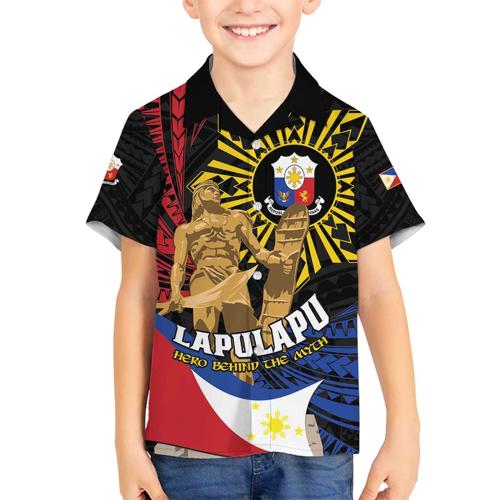 Personalized Lapulapu The First Filipino Hero Family Matching Puletasi and Hawaiian Shirt Polynesian Pattern LT01 Son's Shirt Black - Polynesian Pride
