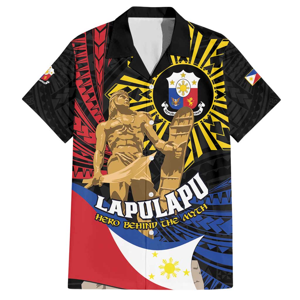 Personalized Lapulapu The First Filipino Hero Hawaiian Shirt Polynesian Pattern LT01 Black - Polynesian Pride