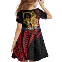 Personalized Lapulapu The First Filipino Hero Kid Short Sleeve Dress Polynesian Pattern