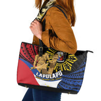 Lapulapu The First Filipino Hero Leather Tote Bag Polynesian Pattern LT01 Black - Polynesian Pride