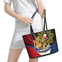 Lapulapu The First Filipino Hero Leather Tote Bag Polynesian Pattern LT01 - Polynesian Pride