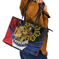 Lapulapu The First Filipino Hero Leather Tote Bag Polynesian Pattern LT01 - Polynesian Pride
