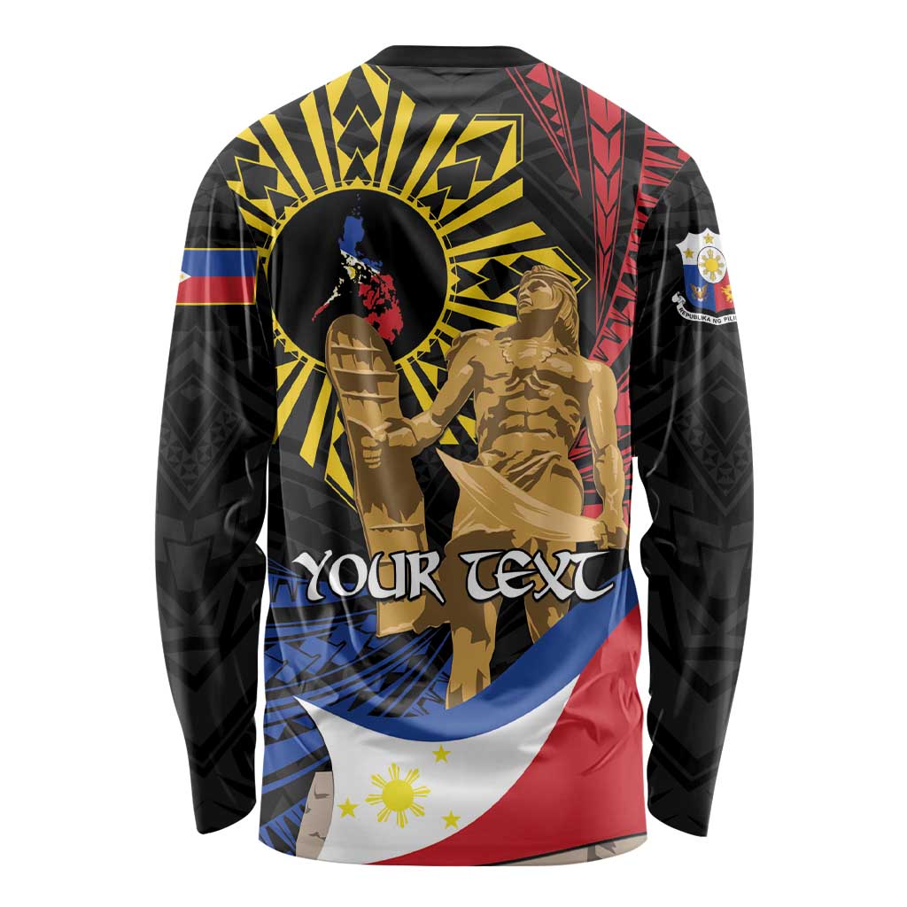 Personalized Lapulapu The First Filipino Hero Long Sleeve Shirt Polynesian Pattern LT01 - Polynesian Pride
