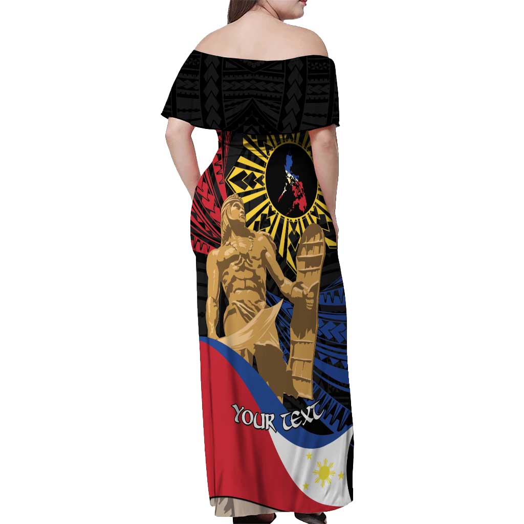 Personalized Lapulapu The First Filipino Hero Off Shoulder Maxi Dress Polynesian Pattern LT01 - Polynesian Pride