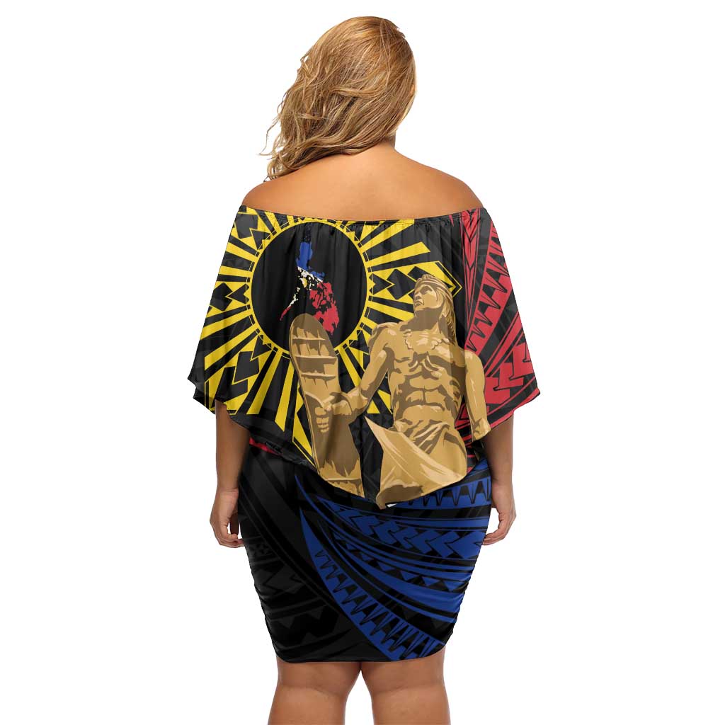 Personalized Lapulapu The First Filipino Hero Off Shoulder Short Dress Polynesian Pattern LT01 - Polynesian Pride