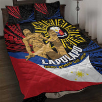 Lapulapu The First Filipino Hero Quilt Bed Set Polynesian Pattern LT01 Black - Polynesian Pride