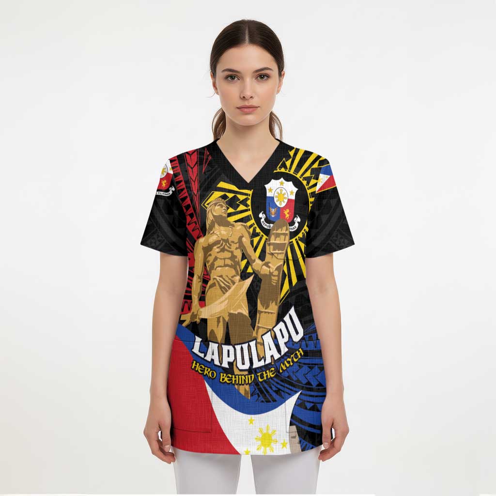 Personalized Lapulapu The First Filipino Hero Scrub Top Polynesian Pattern LT01 - Polynesian Pride