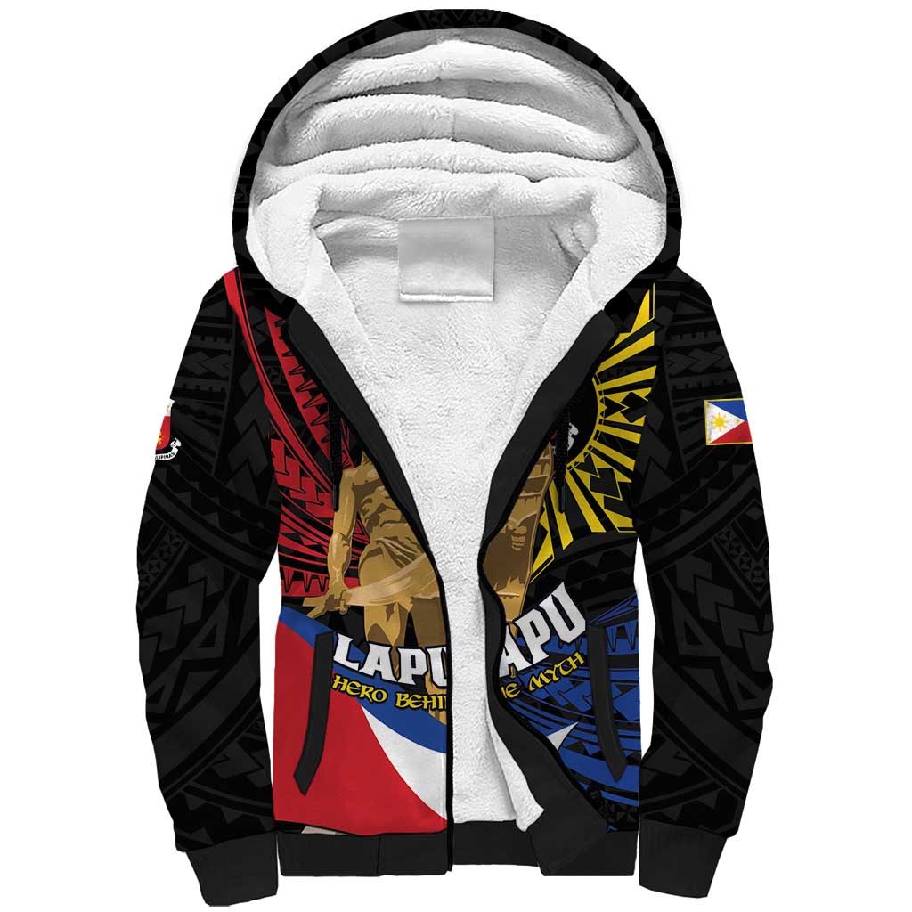 Personalized Lapulapu The First Filipino Hero Sherpa Hoodie Polynesian Pattern LT01 Unisex Black - Polynesian Pride