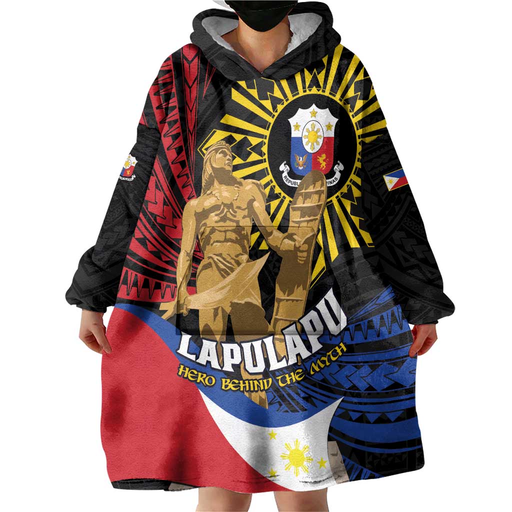 Personalized Lapulapu The First Filipino Hero Wearable Blanket Hoodie Polynesian Pattern LT01 - Polynesian Pride