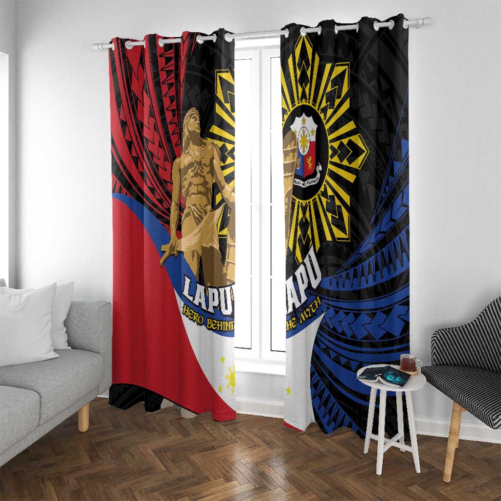 Lapulapu The First Filipino Hero Window Curtain Polynesian Pattern LT01 With Grommets Black - Polynesian Pride