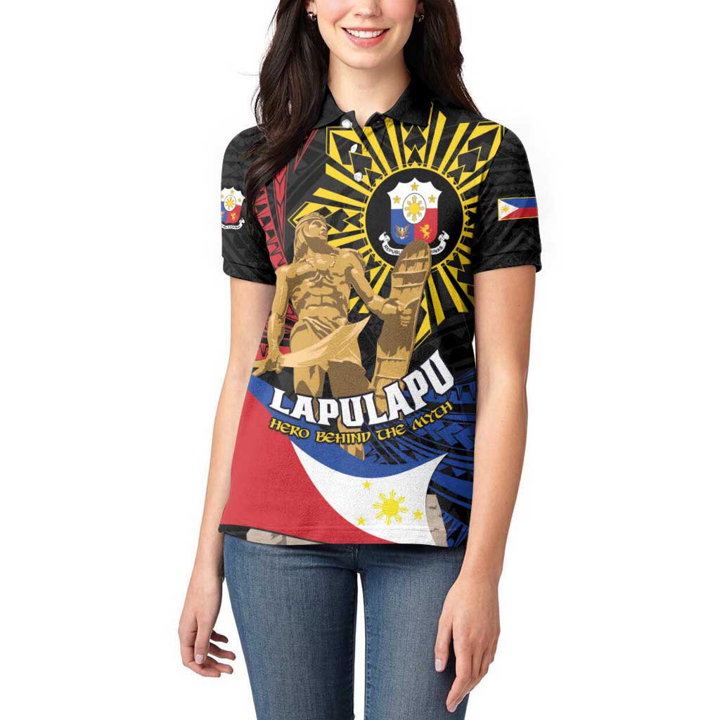 Personalized Lapulapu The First Filipino Hero Women Polo Shirt Polynesian Pattern