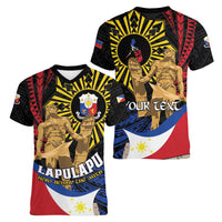 Personalized Lapulapu The First Filipino Hero Women V-Neck T-Shirt Polynesian Pattern LT01 - Polynesian Pride