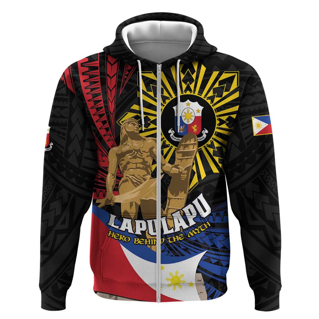 Personalized Lapulapu The First Filipino Hero Zip Hoodie Polynesian Pattern