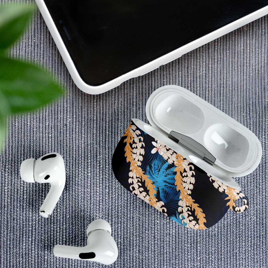 Puakenikeni Maile Lei AirPods Case Frangipani Blue Tropical Leaves LT01 - Polynesian Pride