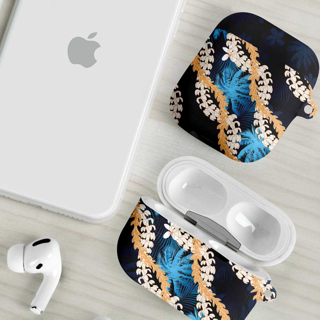 Puakenikeni Maile Lei AirPods Case Frangipani Blue Tropical Leaves LT01 - Polynesian Pride