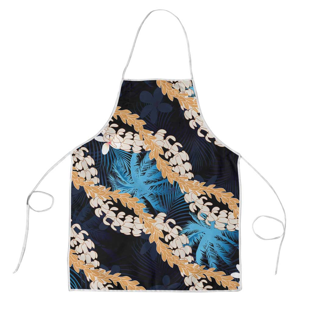 Puakenikeni Maile Lei Apron Frangipani Blue Tropical Leaves LT01 Blue - Polynesian Pride