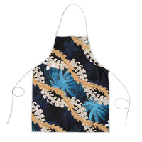 Puakenikeni Maile Lei Apron Frangipani Blue Tropical Leaves LT01 Blue - Polynesian Pride