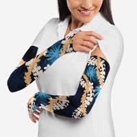 Puakenikeni Maile Lei Arm Sleeves Frangipani Blue Tropical Leaves