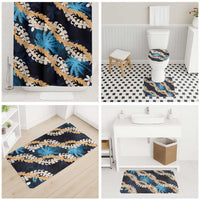 Puakenikeni Maile Lei Bathroom Set Frangipani Blue Tropical Leaves LT01 - Polynesian Pride