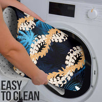 Puakenikeni Maile Lei Bathroom Set Frangipani Blue Tropical Leaves LT01 - Polynesian Pride