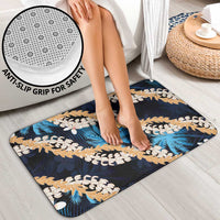 Puakenikeni Maile Lei Bathroom Set Frangipani Blue Tropical Leaves LT01 - Polynesian Pride