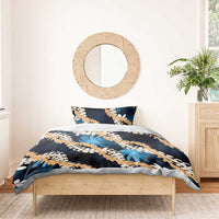 Puakenikeni Maile Lei Bedding Set Frangipani Blue Tropical Leaves LT01 - Polynesian Pride