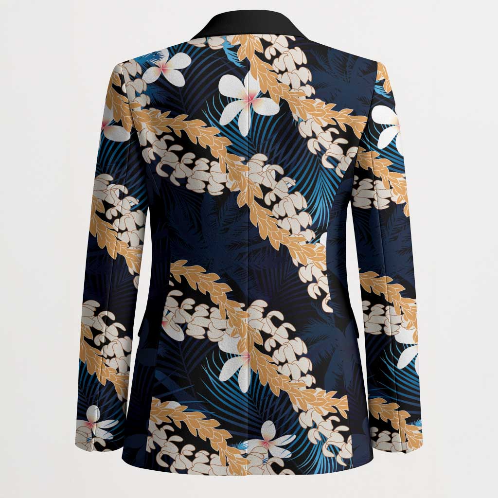 Puakenikeni Maile Lei Blazer Frangipani Blue Tropical Leaves LT01 - Polynesian Pride