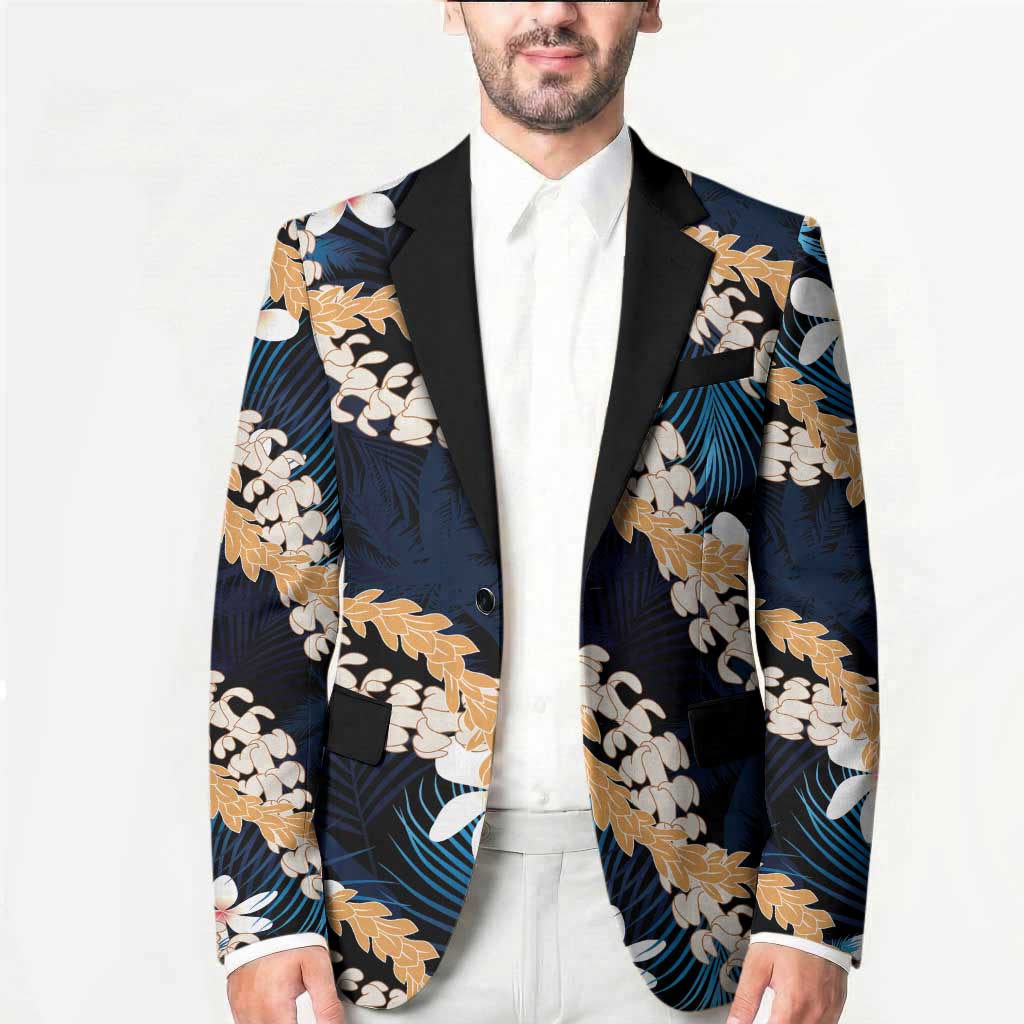 Puakenikeni Maile Lei Blazer Frangipani Blue Tropical Leaves LT01 - Polynesian Pride