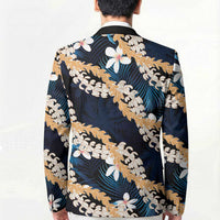 Puakenikeni Maile Lei Blazer Frangipani Blue Tropical Leaves LT01 - Polynesian Pride