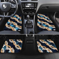 Puakenikeni Maile Lei Car Mats Frangipani Blue Tropical Leaves LT01 Set 4pcs Blue - Polynesian Pride