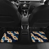 Puakenikeni Maile Lei Car Mats Frangipani Blue Tropical Leaves LT01 Set 2pcs - Back Blue - Polynesian Pride